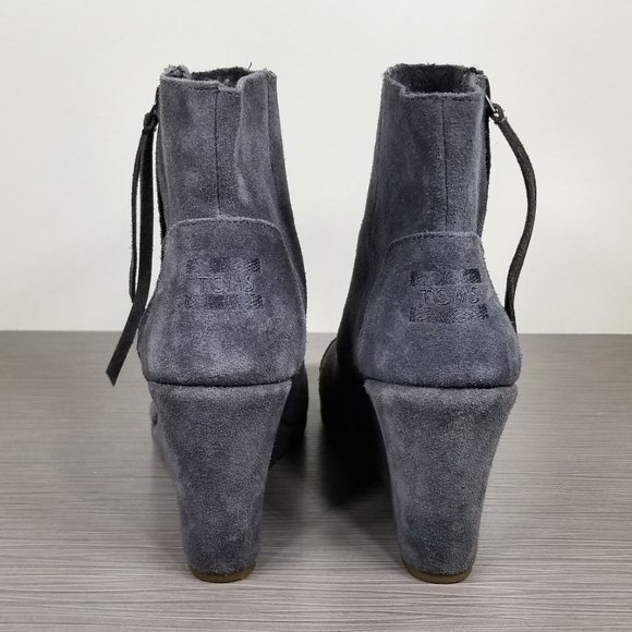 TOMS Desert Suede Wedge Bootie, Dark Gray Size 9.5 - Picture 5 of 10